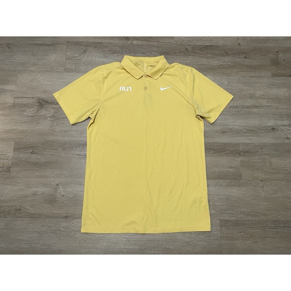 Nike Dri-FIT RUN Victory Men's Sz S Performance Polo Shirt Yellow DH0822-795